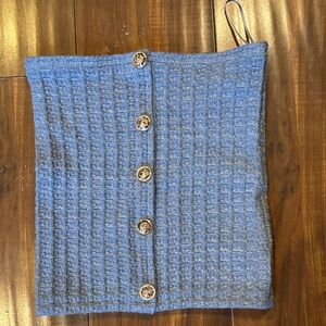 Blue Button-Up Knit Crop Top